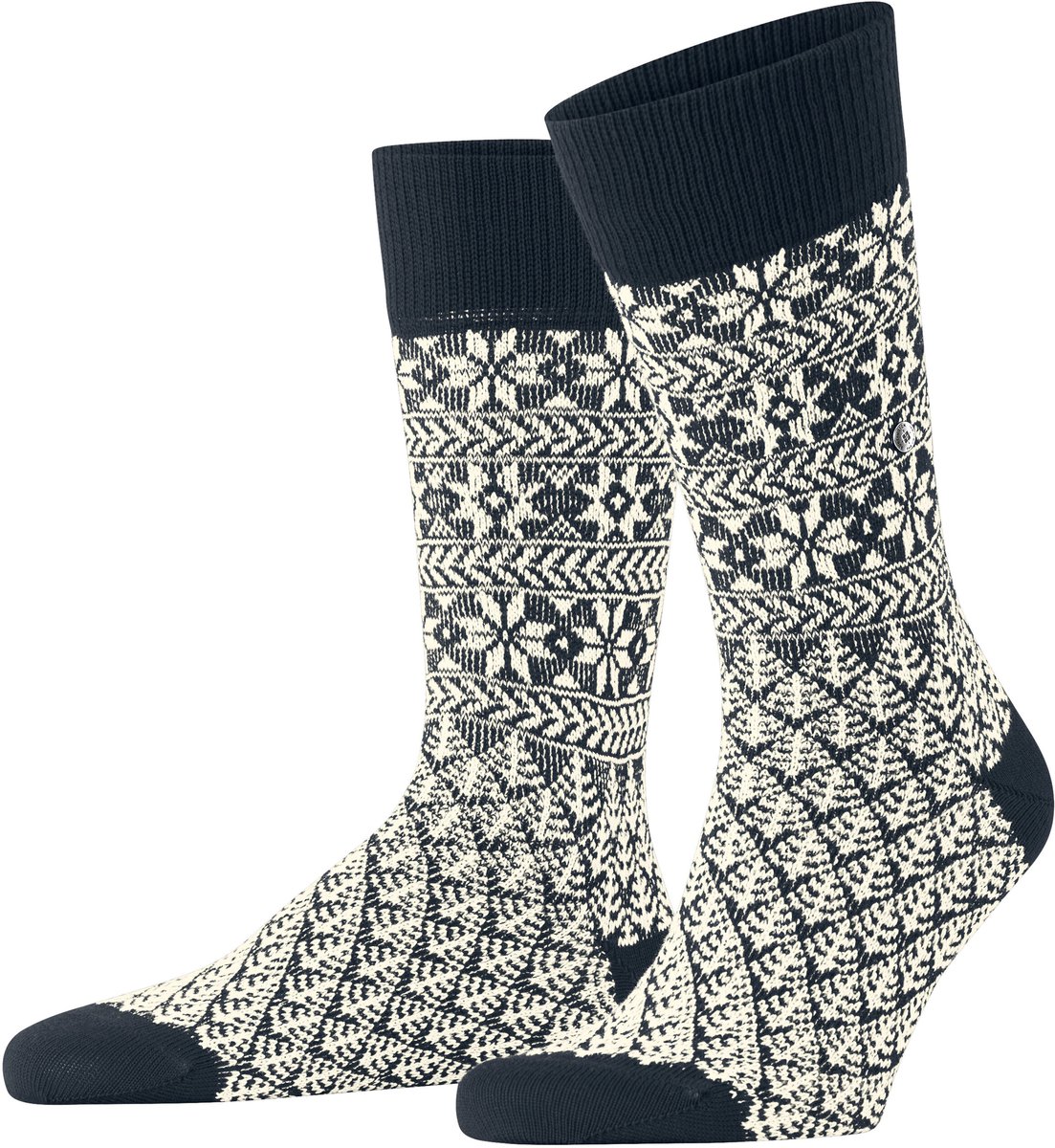 Burlington X-Mas gedessineerd wol katoen sokken heren blauw - maat 40-46