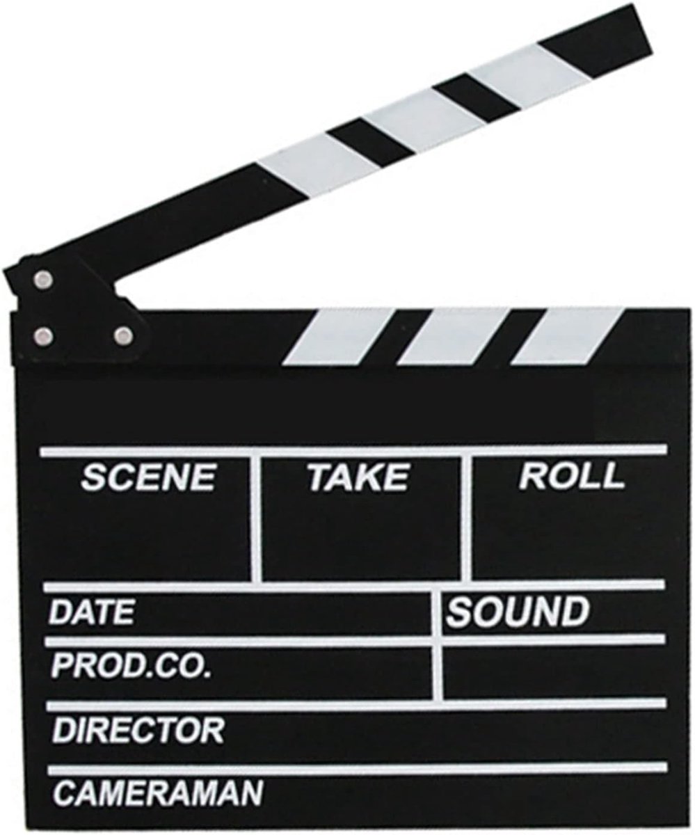 Professionele Filmklapper, 20 x 20 cm Zwarte Houten Clapperboard voor Actiescènes, Filmstudio's en Hollywood Producties