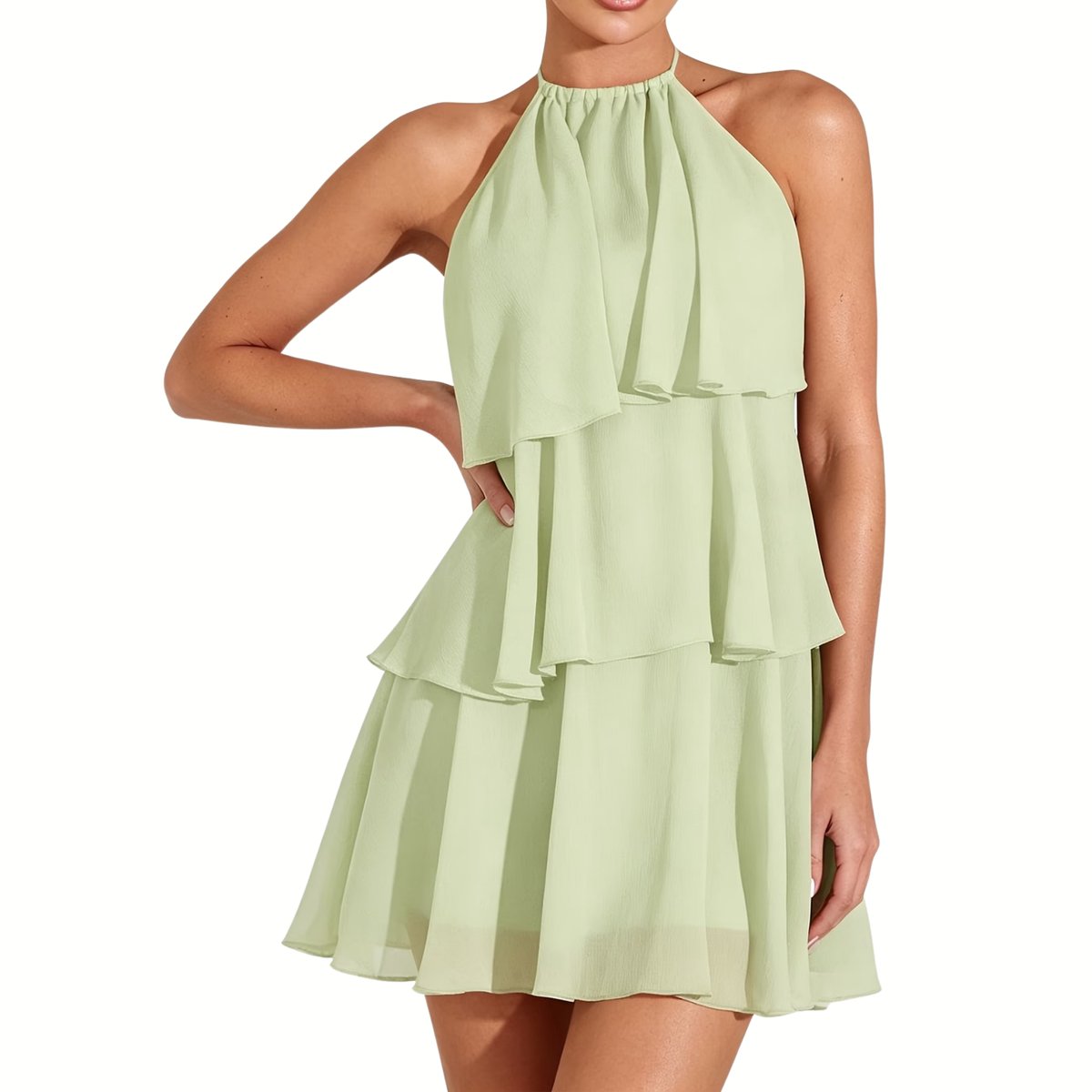 Currero Zomerjurk Dames Zomerjurken Volwassenen Vrouwen Midi Jurk Ibiza Stijl Sundress Dress Lichtgroen XS