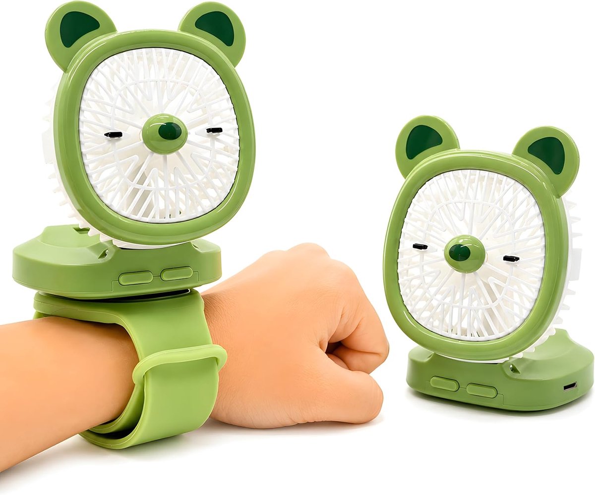 Ventilator met polsbandje - Handventilator - Tafelventilator - USB-Oplaadbare - Draadloze Ventilator - Mini Fan - 3 Snelheden -Zomeraccessoire - Verkoelende - Warmteklachten - Voor school, werk, reis en strand - Groen