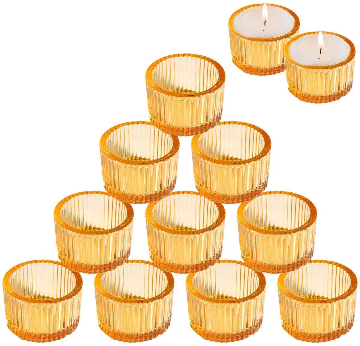 Theelichtglazen 5 cm x 3,5 cm - vintage - set van 12 - voor sfeervolle tafeldecoratie - ShopVlot