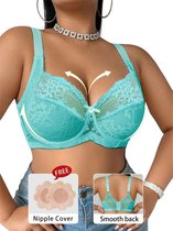 Currero BH Zonder Beugel - Strapless - Zonder Bandjes - Met Voorsluiting - Push-up Bh's - Comfort Beha - Comfortabel - Grote Sluiting - Blauw - Cupmaat 110F