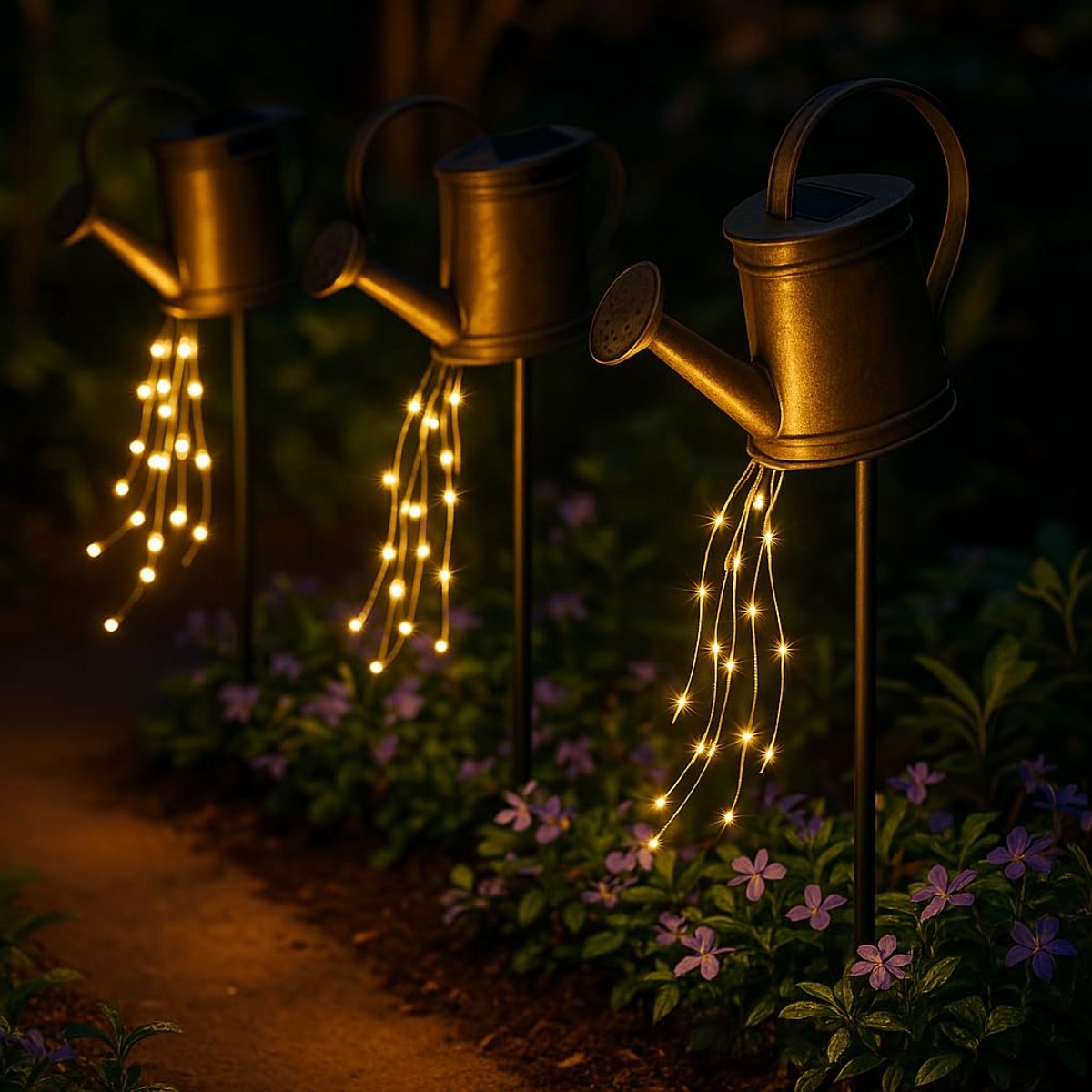 Decoratieve led-zonnebaken gieter H78 cm - Plantenaccessoire - Unieke verlichting - Ideaal voor tuin - ShopVlot