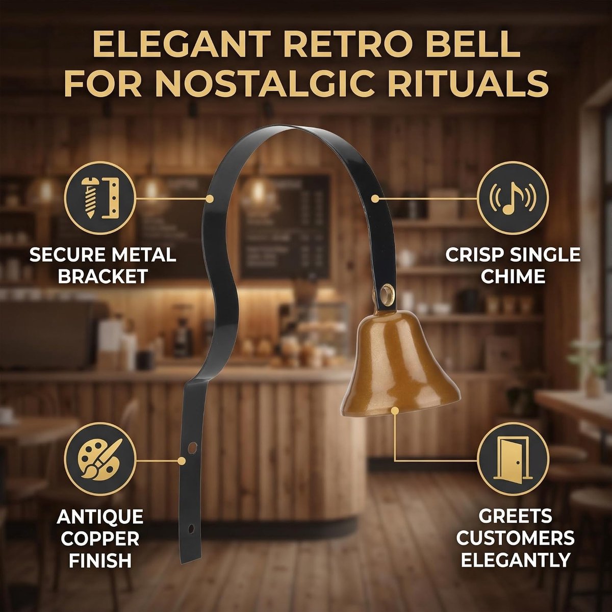 Zerodis Antique Metal Shopkeepers Bell Bell Dog Training Bell Wall Mounted Home Decoration - ShopVlot