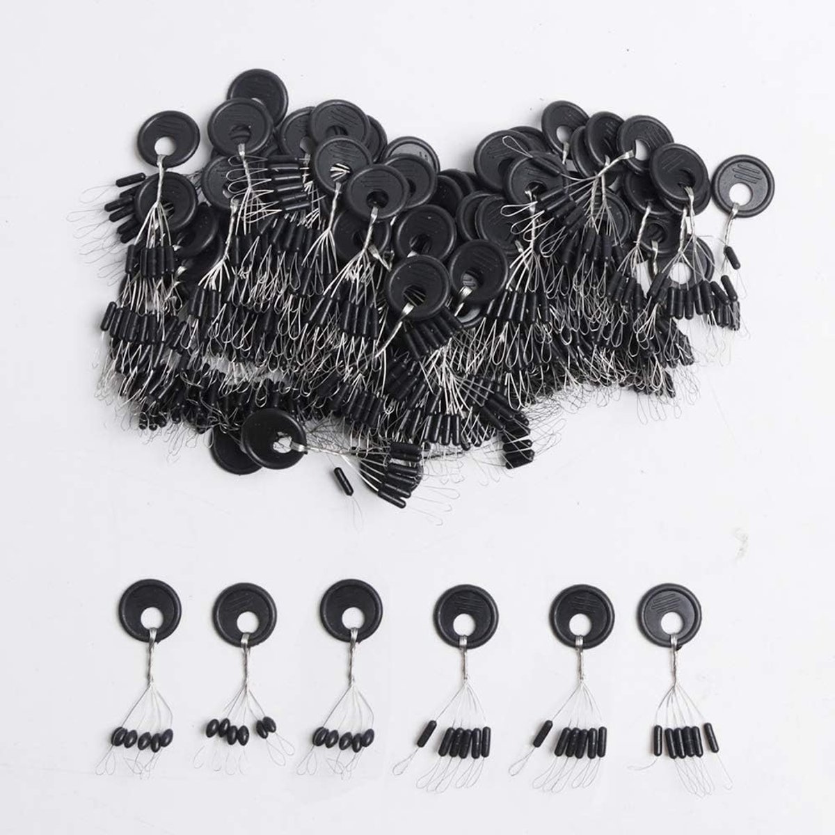 Alwonder 600pcs 4 Size Mixed Fishing Rubber Stopper Fishing Float Bobber Bead Stops 6 In 1 Float Sinker Stops Black - ShopVlot