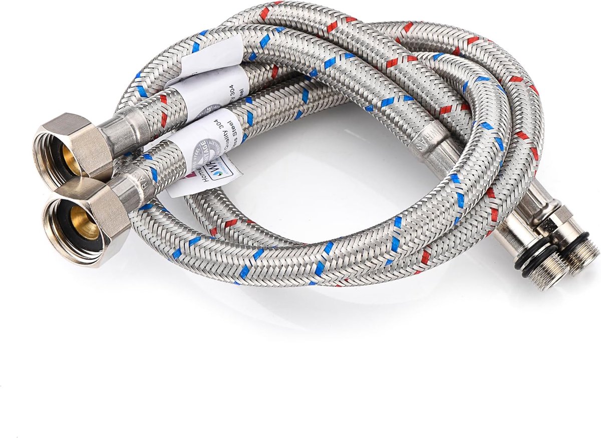 Flexibele slang 600mm - 304 roestvrij staal - WRAS goedgekeurd - voor keuken en badkamer - ShopVlot