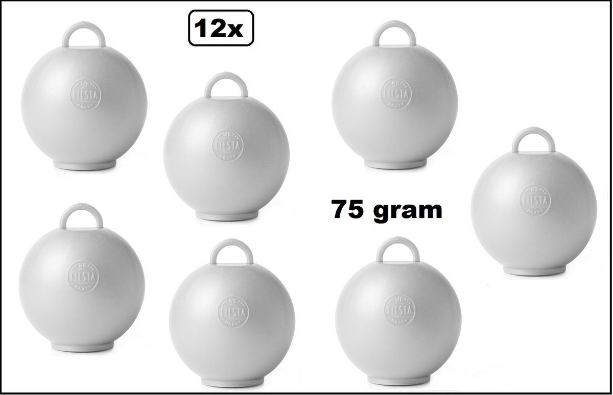 12 stuks Ballon gewicht Kettlebell zilver - 75 gram - Tafeldecoratie thema feest ballon party festival