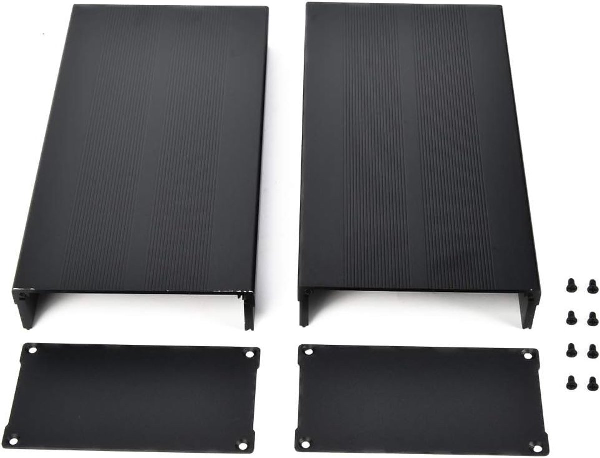 Electronic Project Enclosure, 55 x 106 x 200mm, Aluminum Alloy DIY Wiring Instrument Enclosure, Sand Black Heat Sink - ShopVlot