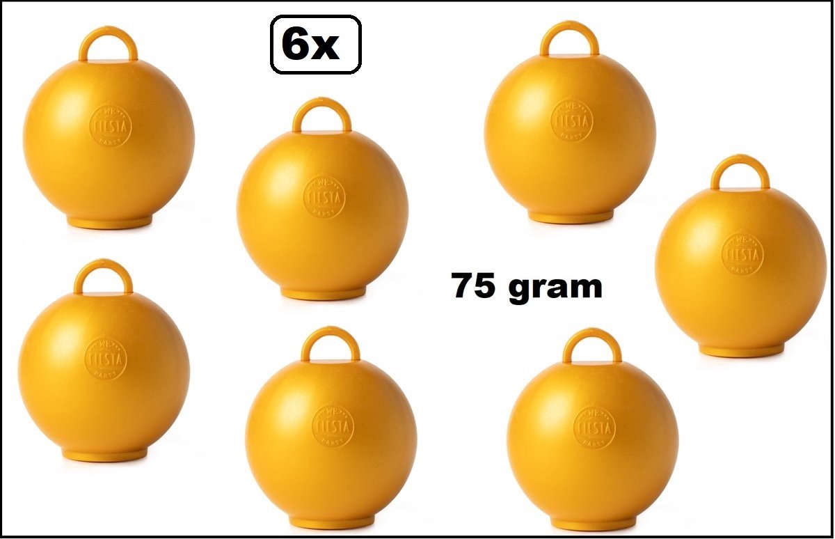 6 stuks Ballon gewicht Kettlebell goud - 75 gram - Tafeldecoratie thema feest ballon party festival