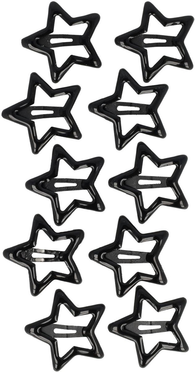 Haarsoires Haarspeld Klikklak 3cm - Ster - Zwart - Set van 10 - Haarclip Speldjes - Makkelijk in Gebruik - Haaraccessoires voor Volwassenen & Kinderen - Hair Clip - Decoratieve Haaraccessoire