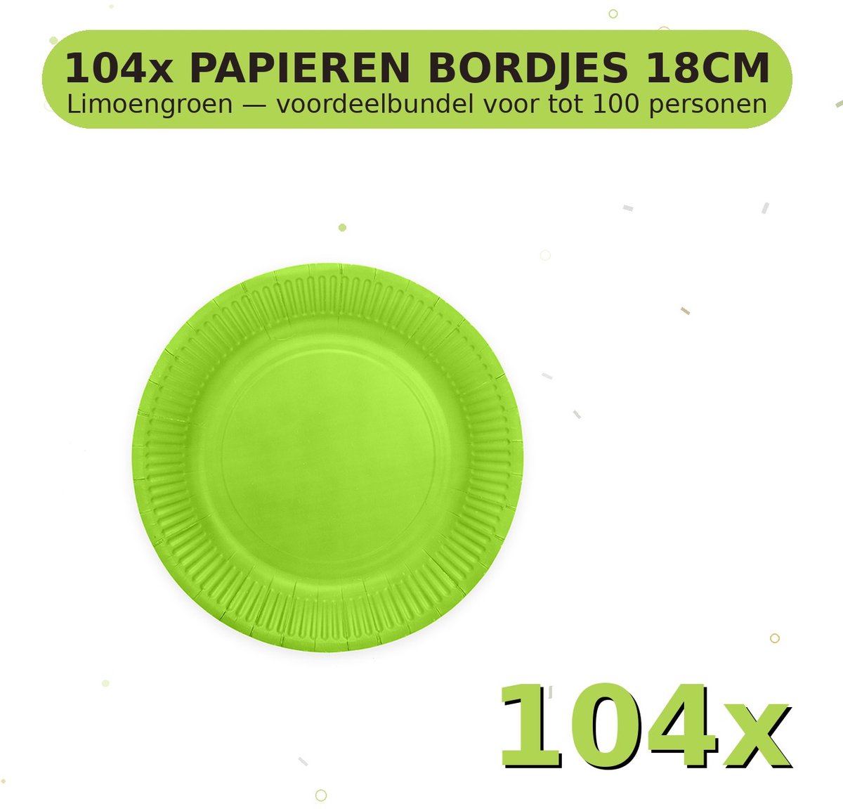 Bordjes 18cm FSC Limoengroen - Voordeelverpakking 104 Stuks voor tot 100 Personen - Feestartikelen