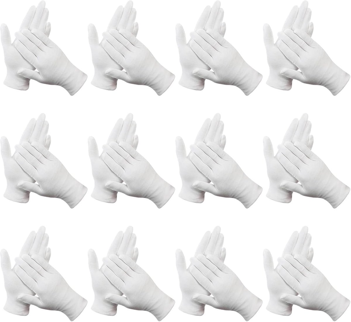 12 Paar Witte Katoenen Handschoenen voor Dermatische Zorg, Hydratatie en Kostuumgebruik bij Feestjes, Evenementen en Parades
