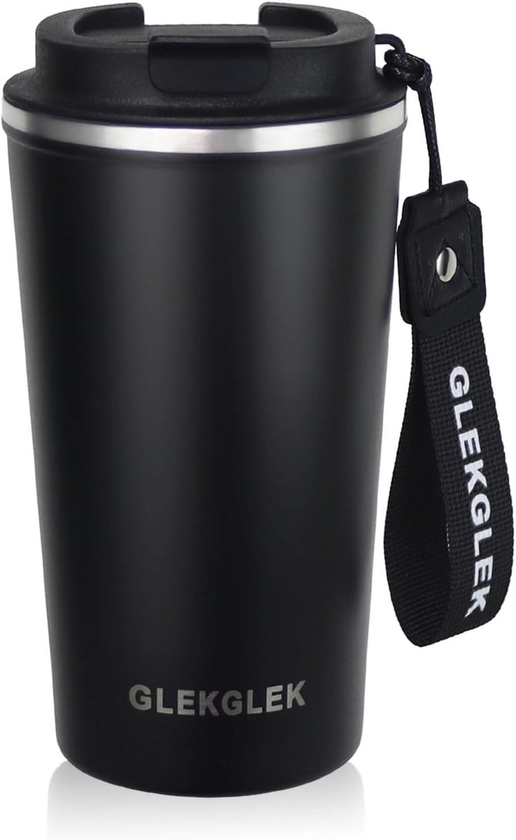 Duurzame Lekvrije Reismok 500ml met Deksel en Draagriem voor Koffie en Thee