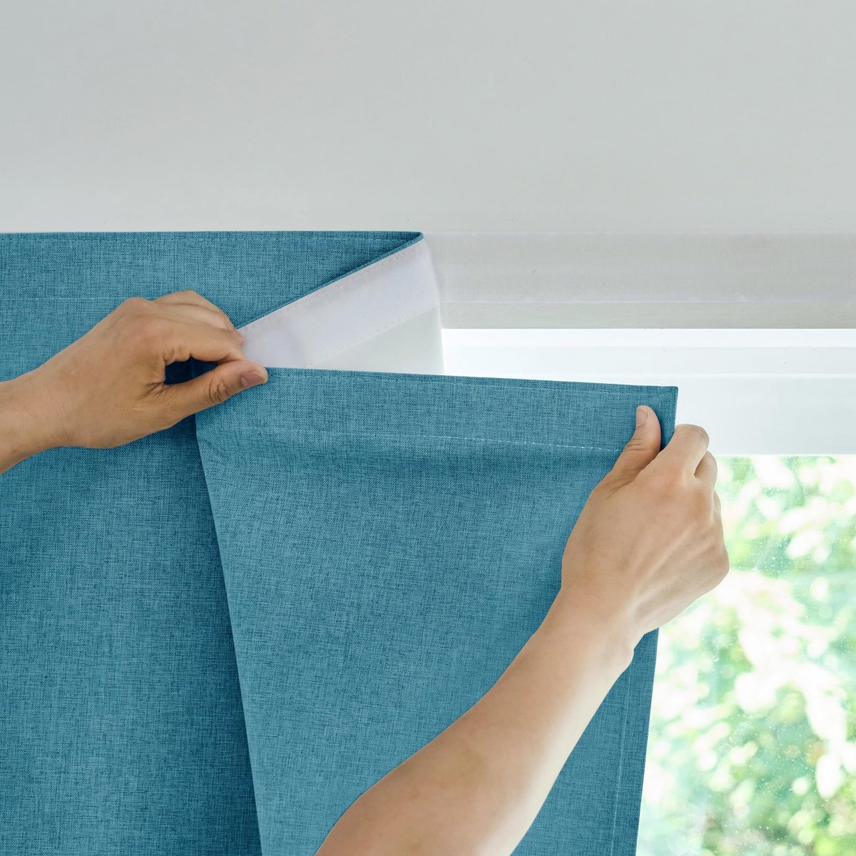 Verduisteringsgordijn 100% ondoorzichtig - steenblauw - Hittebescherming - Ideaal voor slaapkamer en camper - ShopVlot