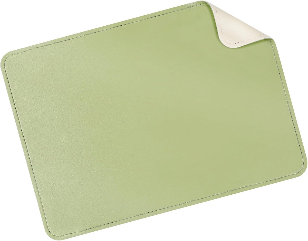 Bureaumat 280 x 200 mm - dubbelzijdig beige en groen - ideaal voor laptop en toetsenbord - beschermt uw bureau - ShopVlot