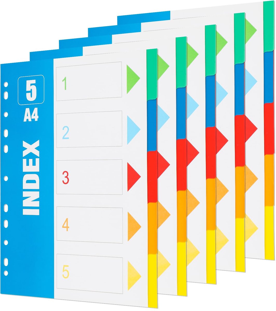 Tabbladen ringmap A4 set van 5,5-delig - stevige dividers - overzichtelijk archiveren - ideaal voor ordenen - ShopVlot