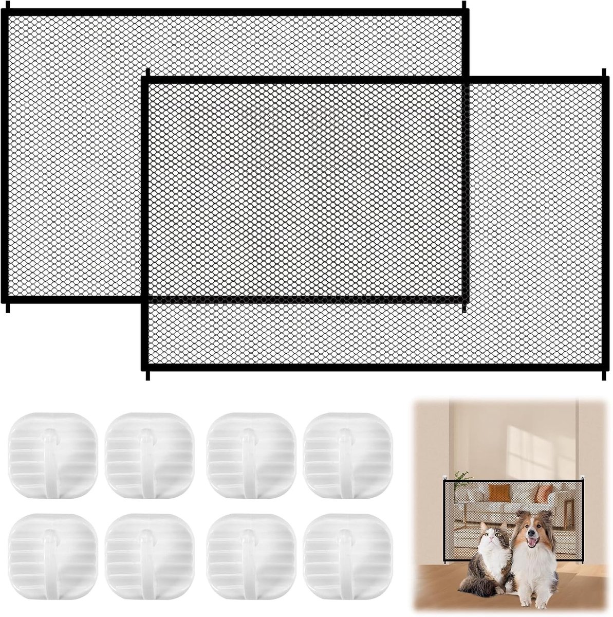 Veilige Traphekje voor Katten - 2 Stuks, 110x72cm, Zonder Boren, Dierenbeveiliging, Kindveiligheid, Huisdierenbescherming