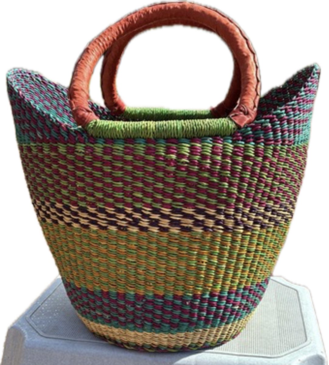 Boodschappenmand met leren hengsels - Pomme Chatelaine.nl