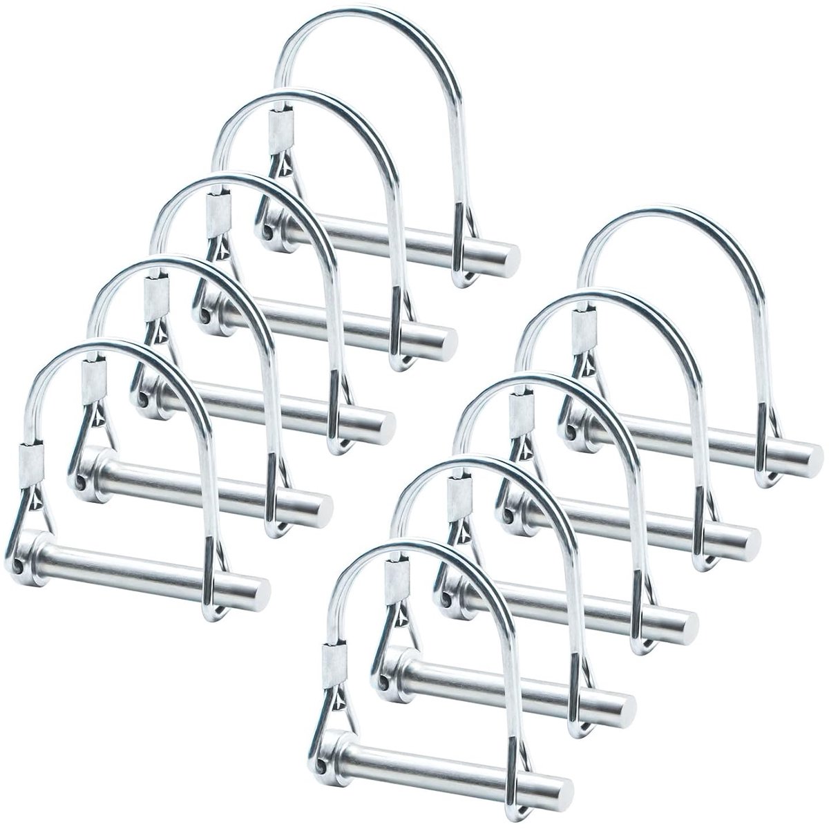 Set van 10 Stuks 6.3mm×45mm Carbon Stalen Bevestigingspennen met Ronde Lus voor Tuin en Boerderijgebruik