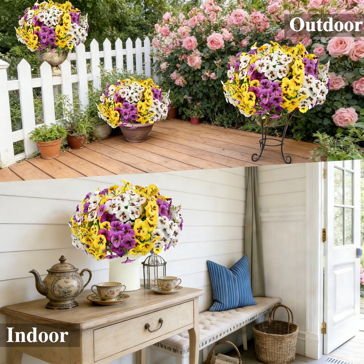 Kunstbloemen 6 bundels - uv-bestendig - weerbestendig - ideaal voor balkon en tuin - ShopVlot