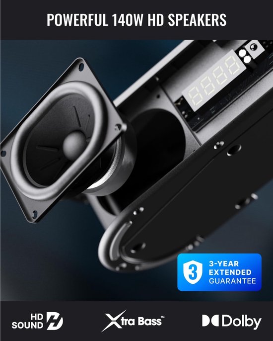 Soundbar met Subwoofer - Home Audio - Film Avond - Draadloze Bluetooth - 40 cm - Zwart — afbeelding 3