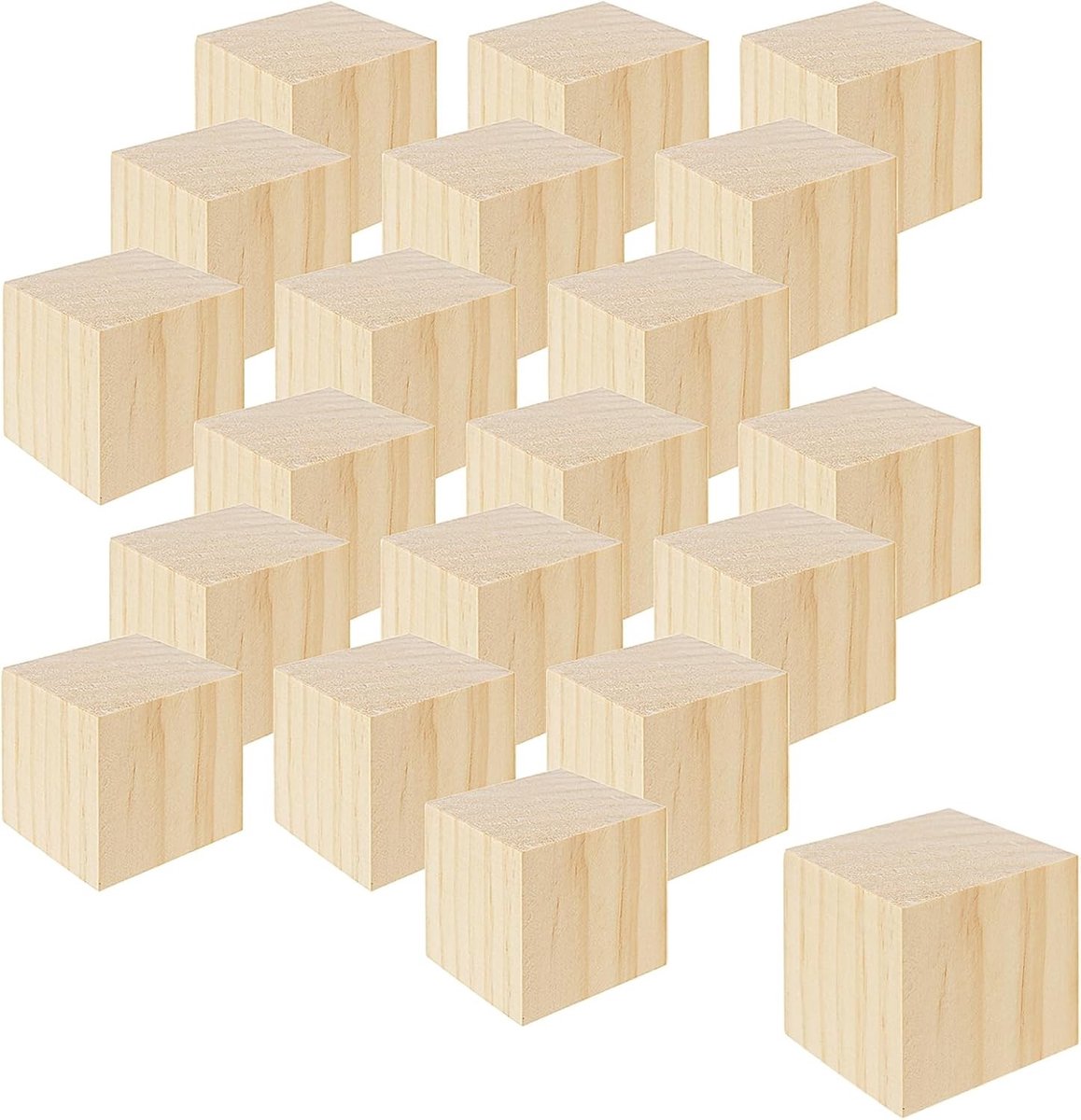 Set van 20 Onbewerkte Houten Blokken van 5 x 5 x 5 cm voor Creatieve Klussen, DIY Projecten en Ambachten