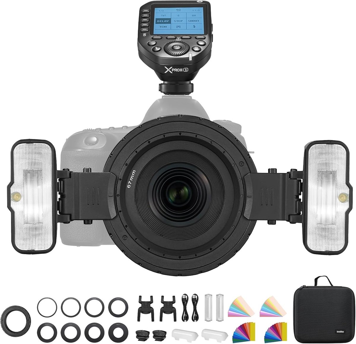 Macro Flitser met Draadloze Bediening, TTL/M Modus, Kleurfilter en Lithiumbatterij voor Nikon, Sony, Canon en Fuji