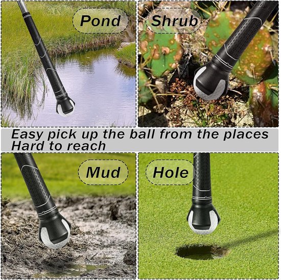 3-Prong Golfbal Retriever met Grip en Zuignap - Handige Pickup Tool voor Golfsport, 4 Stuks, Ideaal voor Golfers en Back Saver — afbeelding 4