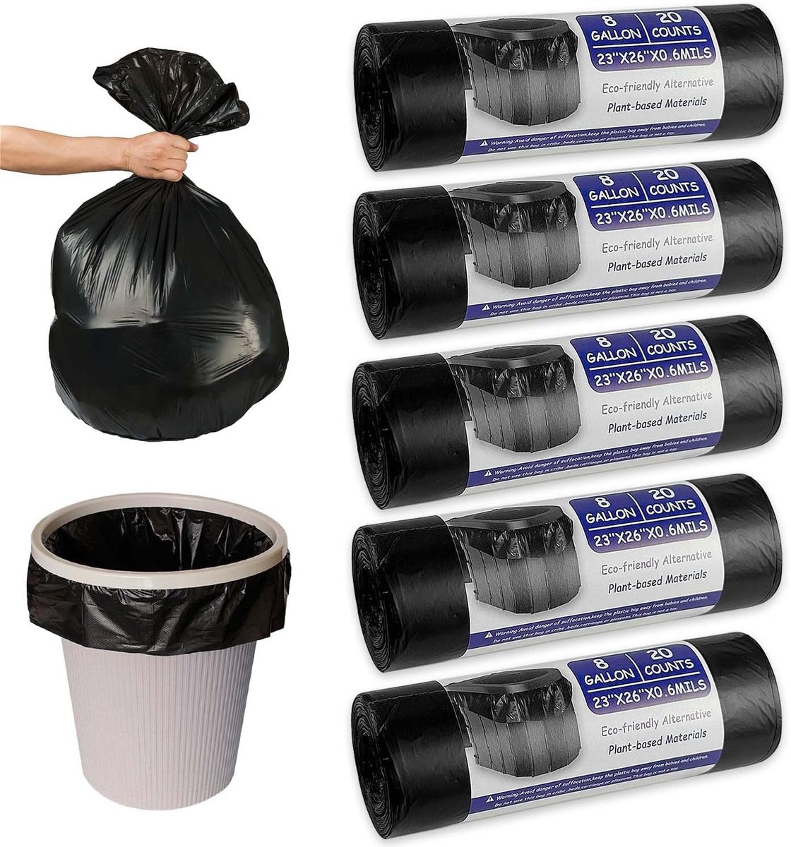 Biologisch afbreekbare toilettassen van 30 liter - 100 stuks, waterdichte toilettassen voor kamperen en standaard toiletten