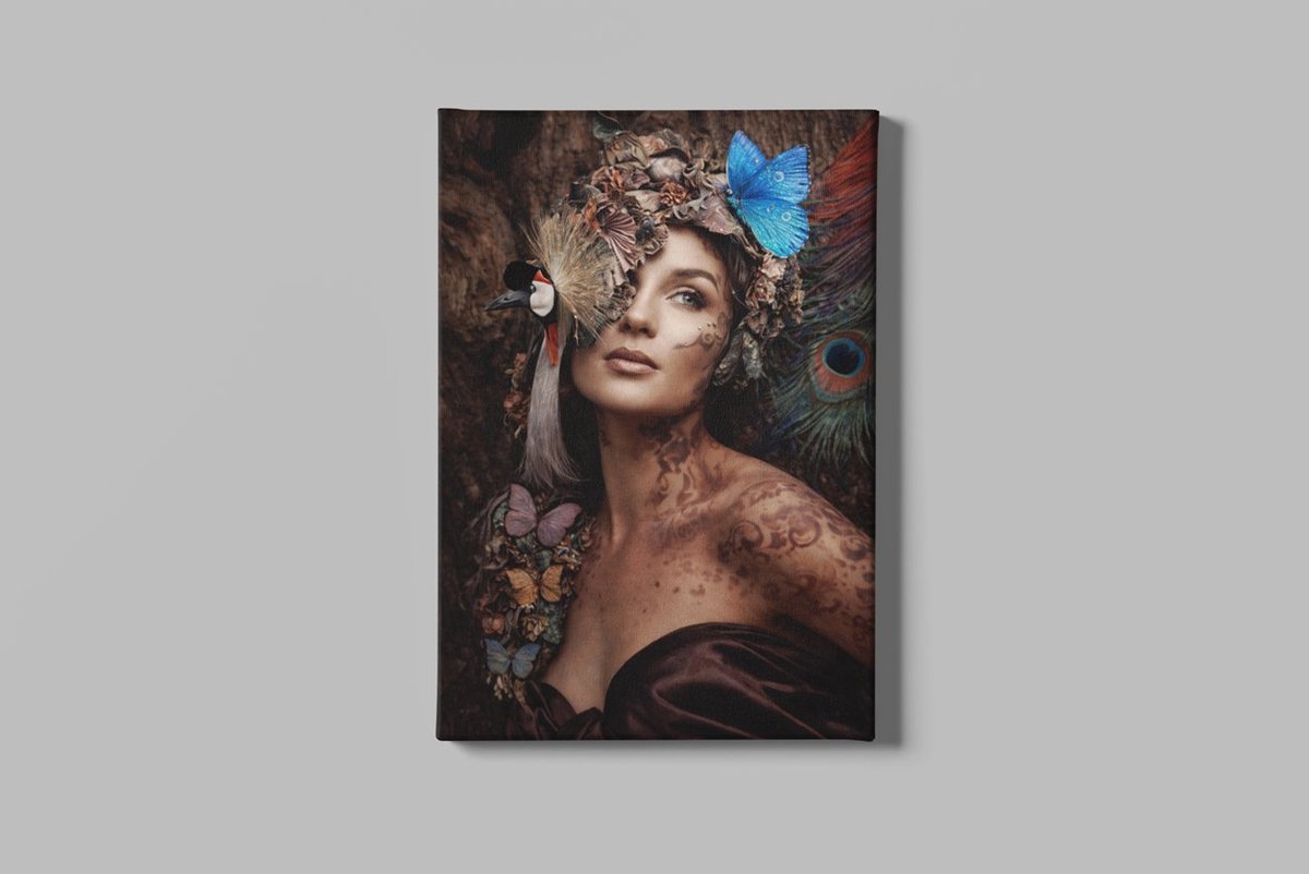 Canvas Schilderij Fantasie Vrouw – Modern Portret – Moderne Kunst - 90 x 60 cm