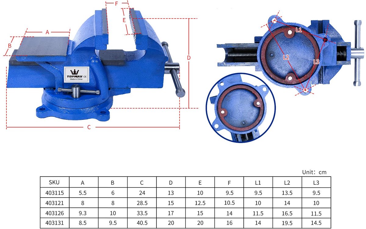 Bankschroef draaibare 4" - 5KG - stevig metaal - ideaal voor klussen - ShopVlot