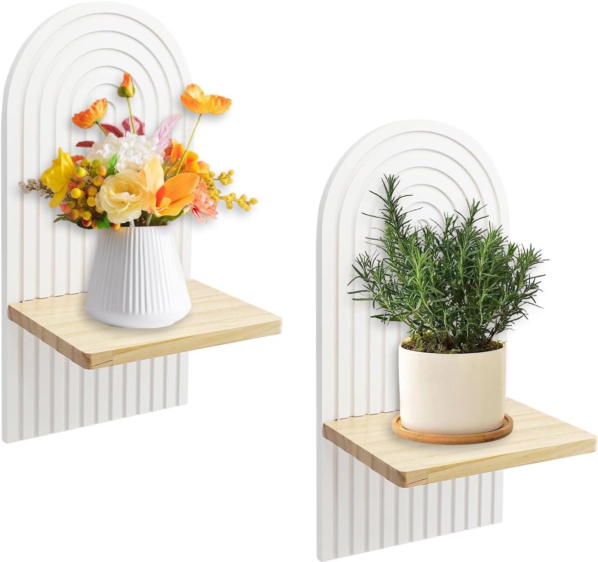 Twee Stuks Houten Wandplank, Bohemian Decoratie, Zwevende Plank voor Woonkamer en Slaapkamer, Ideaal voor Thuis en Balkon Decoratie