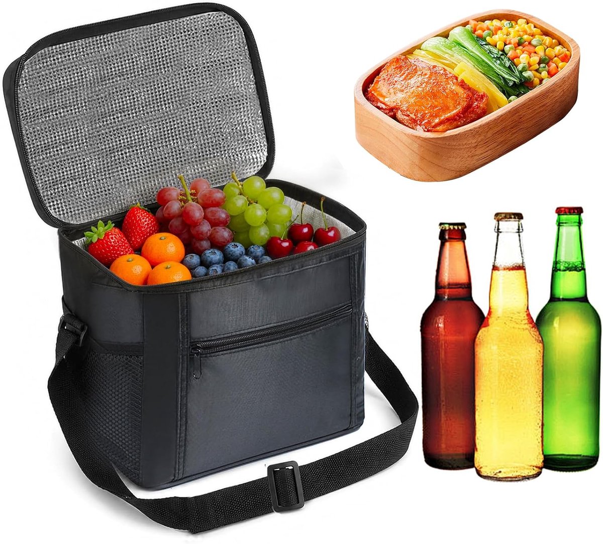 Koeltas 10 liter - opvouwbaar Oxford-weefsel - zijvakken van netstof - ideaal voor picknicks - ShopVlot
