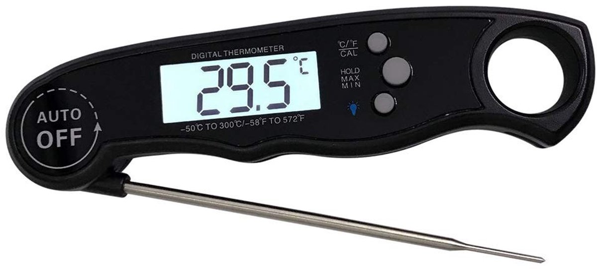 Digitale Vleesthermometer - Roestvrijstaal - Tot 300 °C - Waterdicht en Ergonomisch Ontwerp - Voor Koken en Grillen