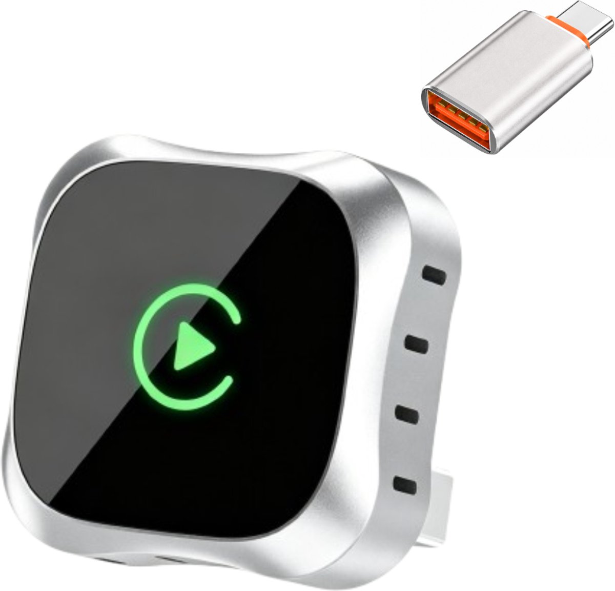 2-in-1 Carplay Dongle Pro - CarPlay Dongle - Android Auto Dongle - Draadloos CarPlay & Android Auto - Grijs- Incl. USB-C Adapter - Android Auto - Apple carplay - Wireless Carplay - Compact