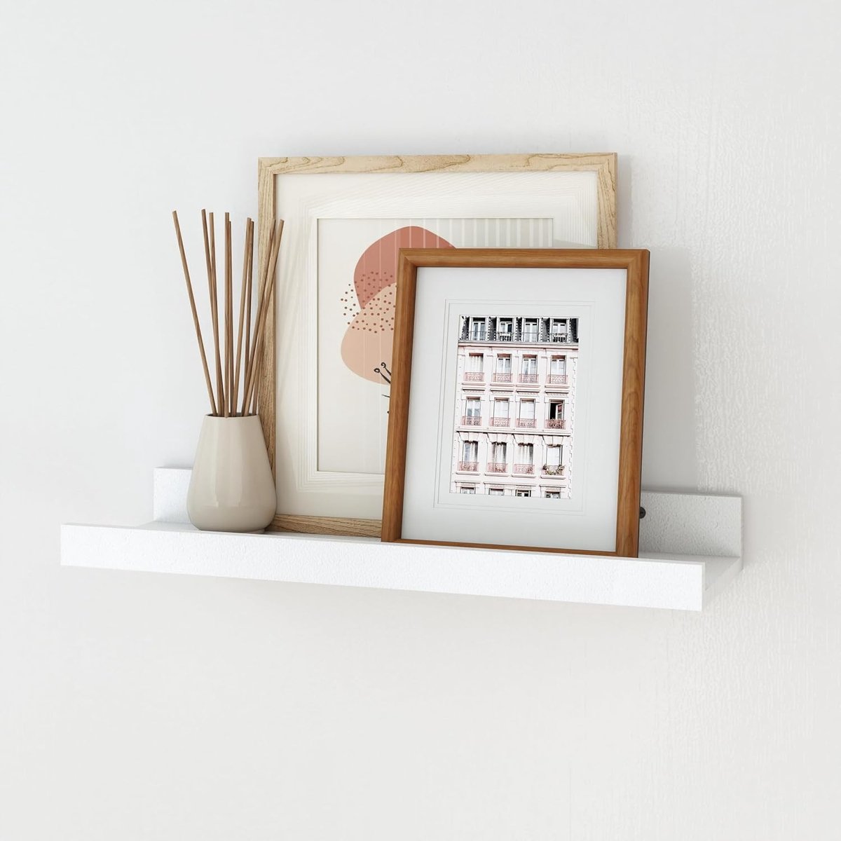 Witte Wandplank van 40 cm voor Foto's en Decoraties, Ideaal voor Woonkamer, Kinderkamer, Slaapkamer en Badkamer