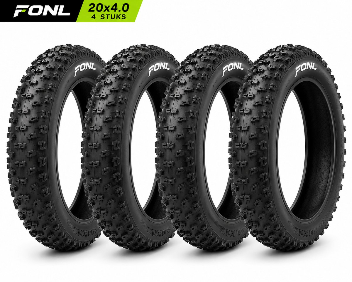 FONL Fatbike Buitenband 20x4.0 – 4 Stuks buitenbanden – Fatbike Banden Voordeelset – Robuust Profiel