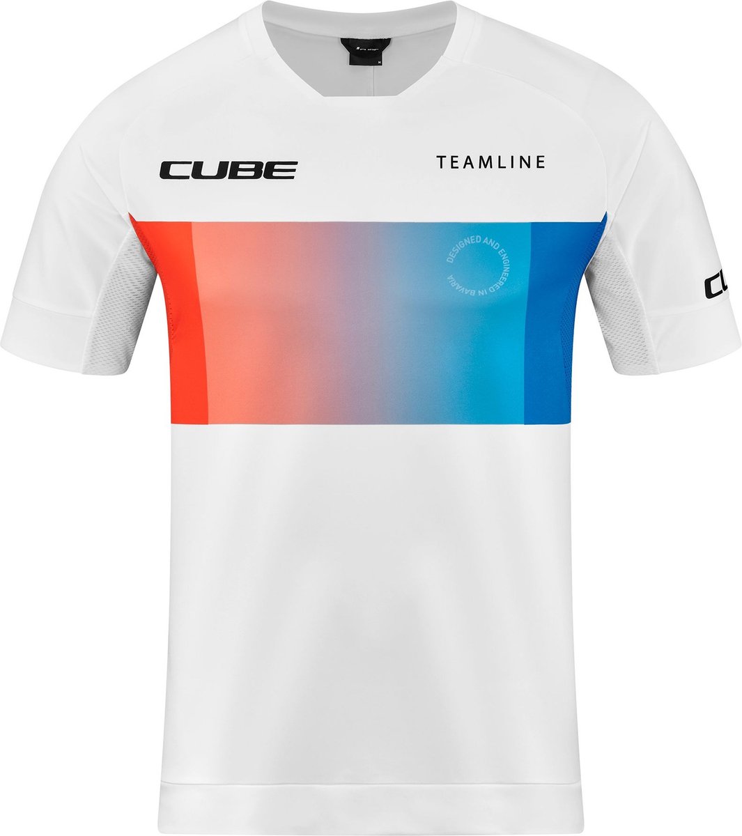 CUBE Fietsshirt TEAMLINE ROUNDNECK JERSEY S/S WHI/BL/RED S