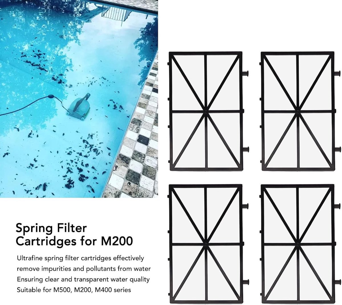 Set van 4 R4 Spring Filter Cartridges voor Superfine Robotic Pool Cleaner M200 M400 M500 met Hoge Filtratiekracht