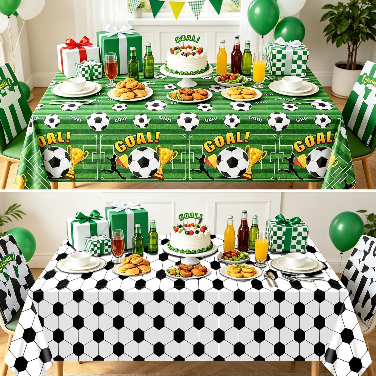 Voetbal tafelkleed 130 x 220 cm - plastic - sportthema decoraties - perfect voor voetbalfeestjes - ShopVlot
