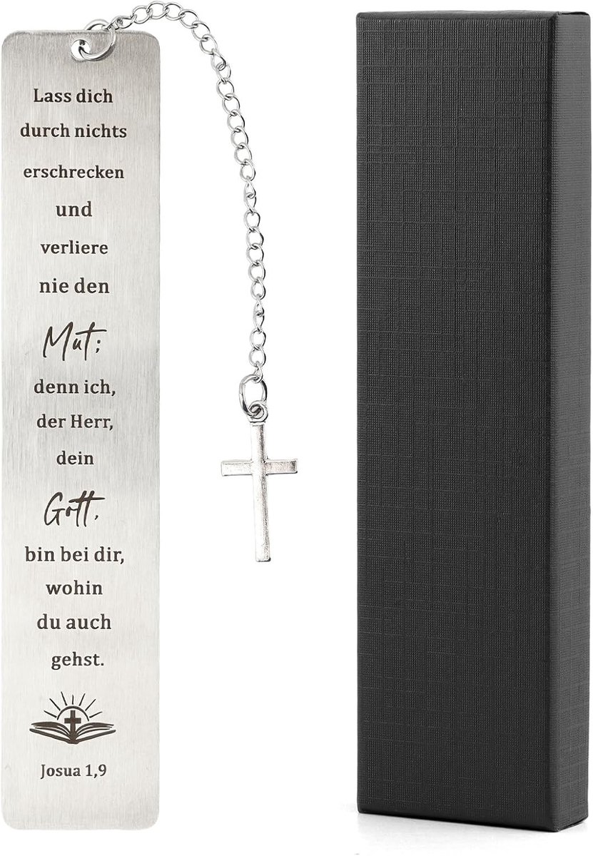 Stalen Boekenlegger met Bijbelverzen, Persoonlijke Boekenleggers, Perfecte Christelijke Cadeaus en Decoratie, Inclusief Geschenkdoos, 130 x
