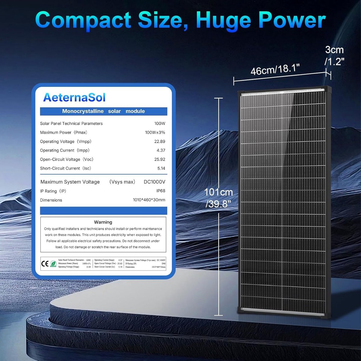 Bifaciaal zonnepaneel 100W - N-type 12V - 18BB 25% hoog rendement - waterdicht voor off-grid systemen - ShopVlot
