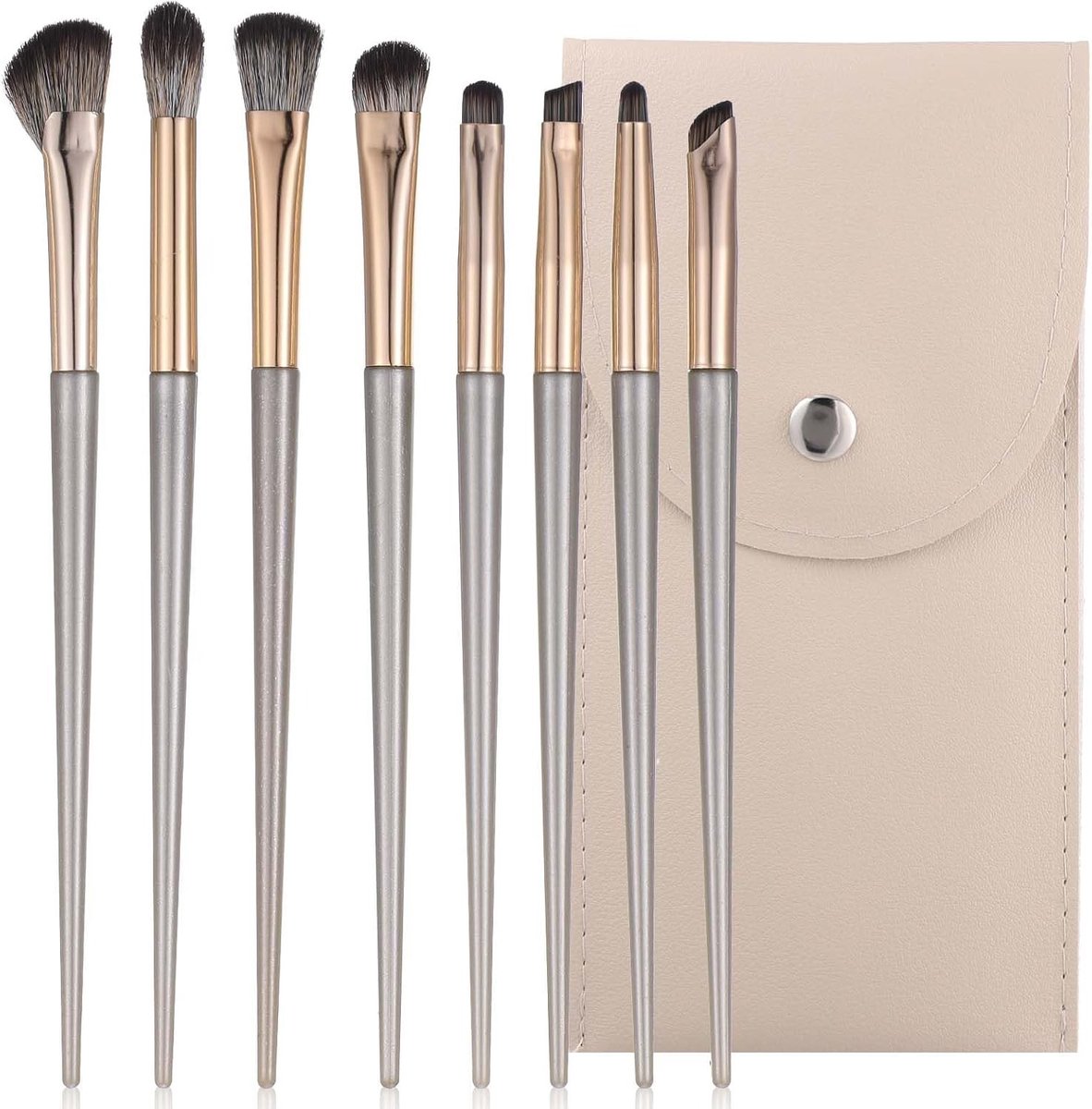 Complete Set van 8 Oogschaduwkwasten voor Professionele Make-up, Inclusief Blender en Foundationkwast, Perfect voor Natuurlijke en Glamour Looks