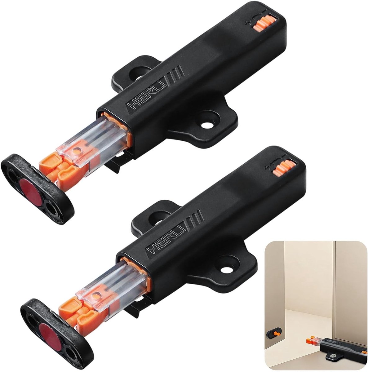 2-Delige Push-to-Open Deuropener Set – Stevige Dubbel-Hole Bevestiging, Magnetische Sluiting voor Kastdeuren en Handenvrij Meubilair, Ideaal voor Keuken en Woonkamer