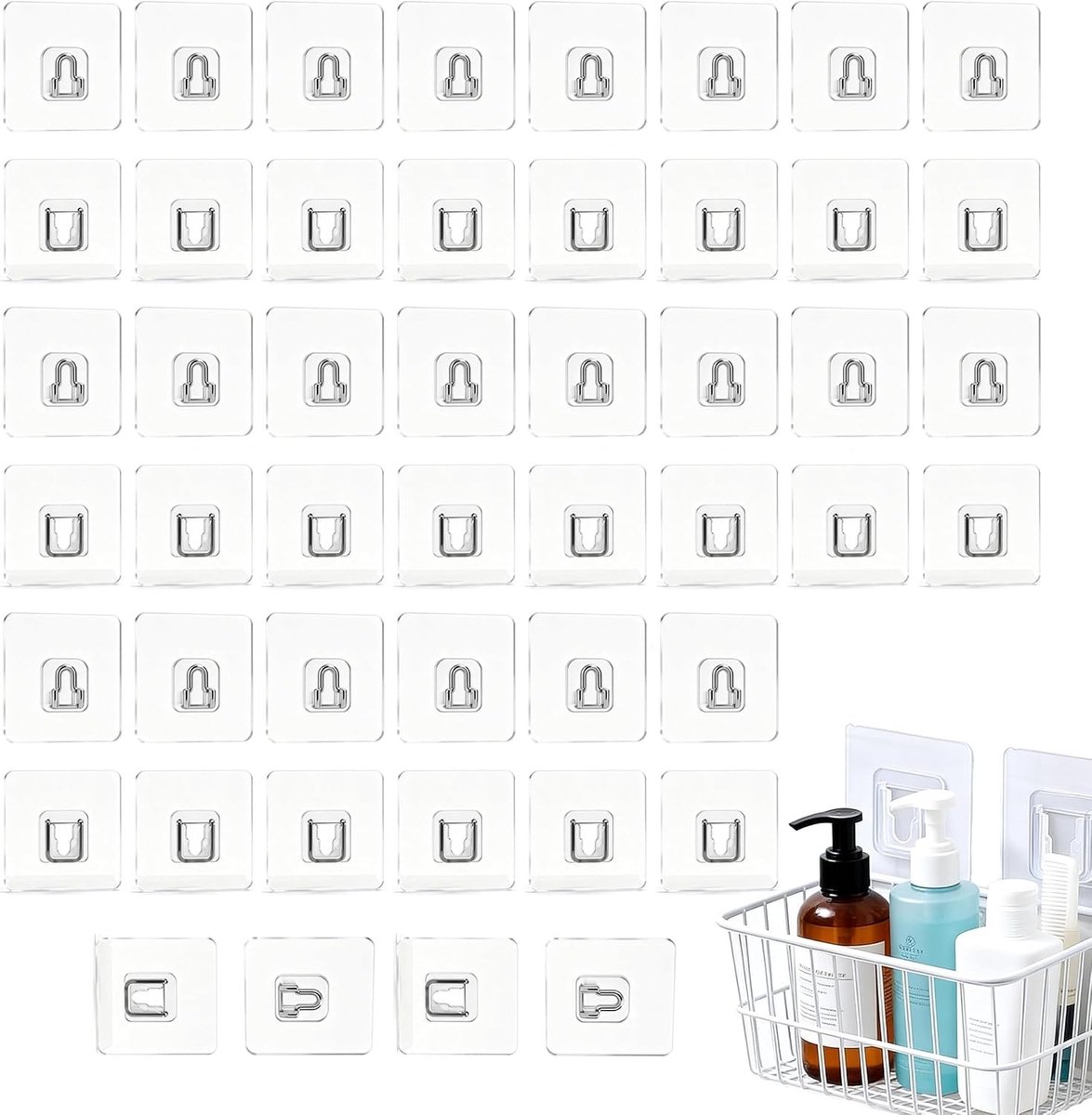 Set van 48 Transparante Dubbelzijdige Plakhaakjes voor Muurmontage zonder Boren - Ideaal voor Foto's, Keukenaccessoires en Badkamerdecoratie tot 5 kg Draagvermogen