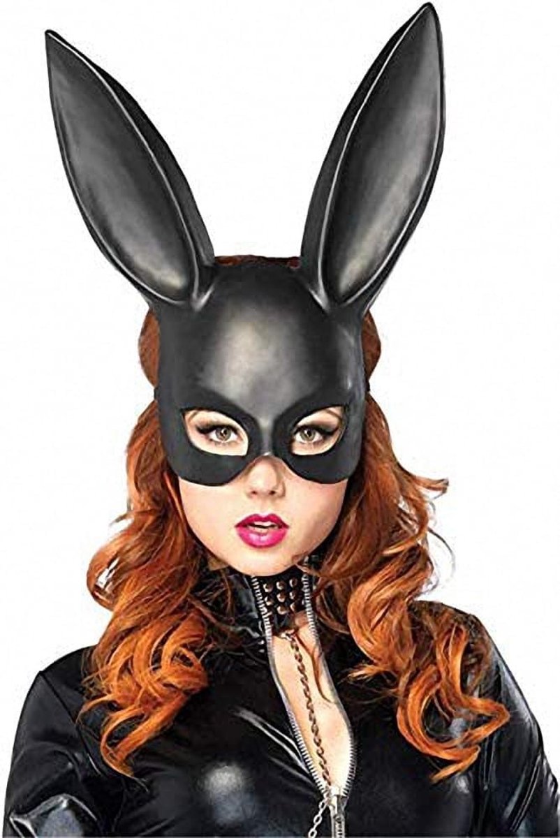 Vrouwen Bunny Mask Kostuum - Zwart Konijn Half Mask voor Halloween, Pasen en Maskerade Feesten