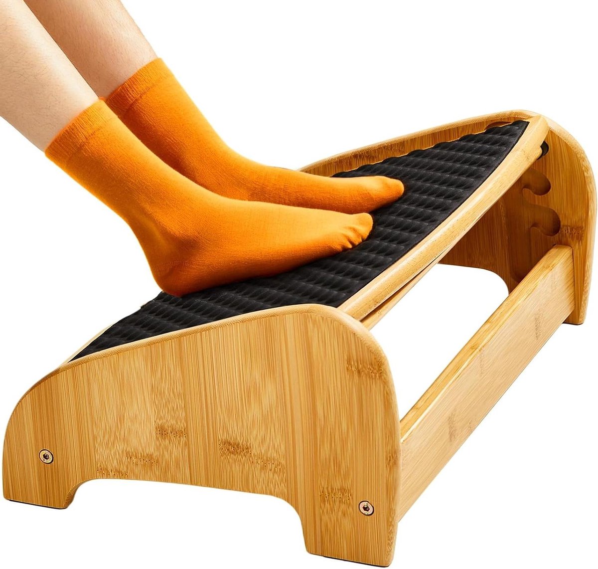Bamboe Voetsteun - Ondersteunende Kruk - Zitcomfort Verbeteren - Verstelbare Hoogte Hoek - 28x17.5x17cm - Natuurlijk