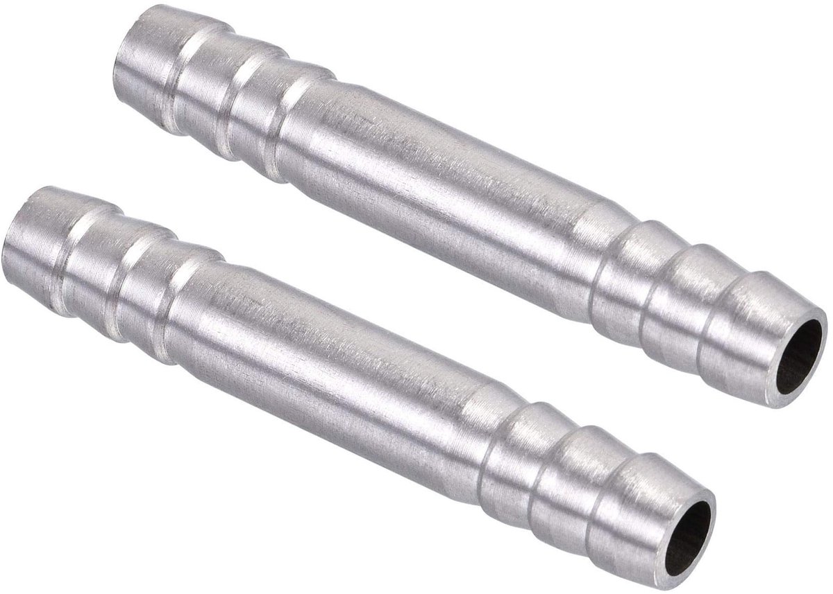 Barb slangfittingen 8 mm x 50 mm - roestvrij staal - rechte koppeling - ideaal voor luchtslangen en brandstofleidingen - ShopVlot