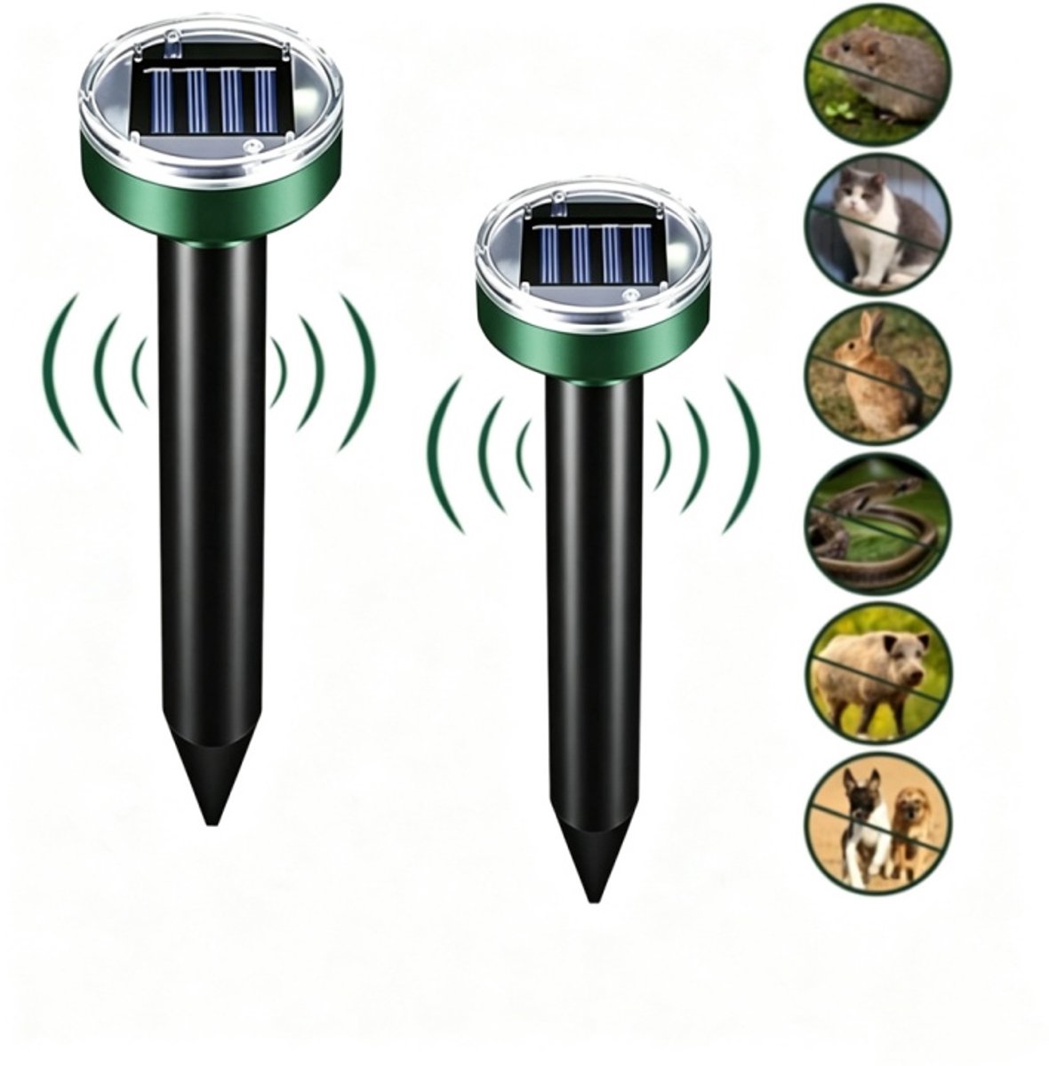 casalora Solar Mollenverjager 2 Stuks – Ultrasone Verjager op Zonne-energie – Waterdicht IP65 – Tegen Mollen, Woelmuizen, Muizen & Slangen – Voor Tuin en Erf – Zwart