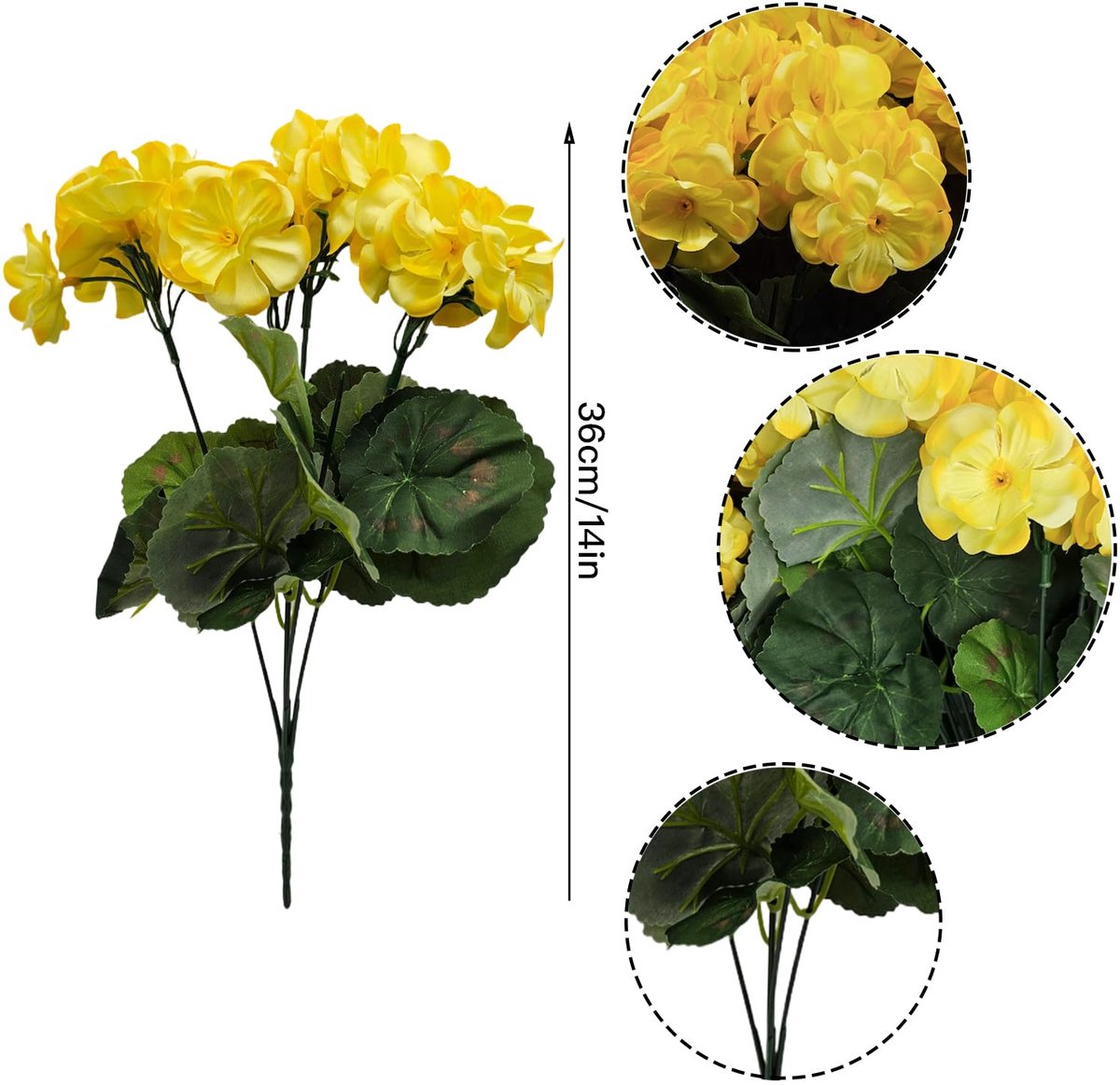 Kunstbloemen voor buiten lente zomer decoratie,6 bundels nep zijde geraniums bloemen nep bloemen planten UV-bestendig - ShopVlot